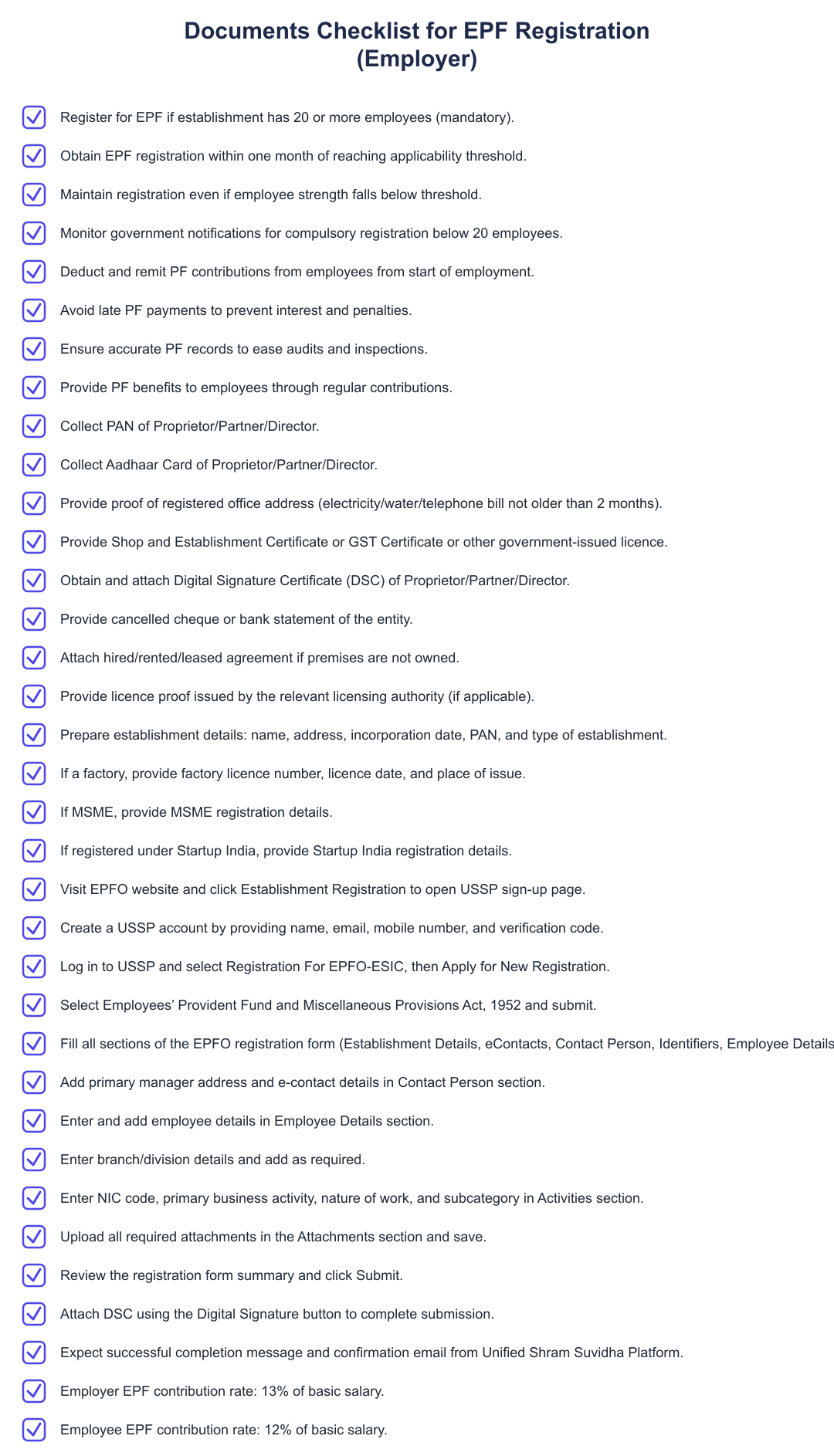 Documents Checklist for EPF Registration (Employer)