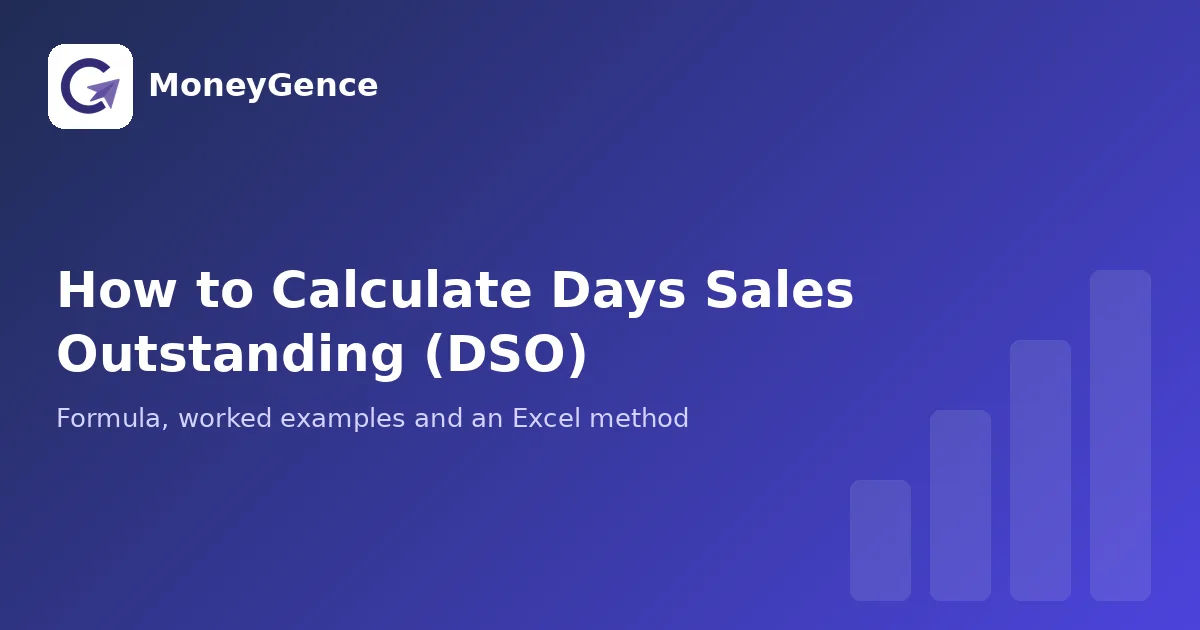 MoneyGence guide banner titled How to Calculate Days Sales Outstanding (DSO), with the MoneyGence logo on a blue gradient background