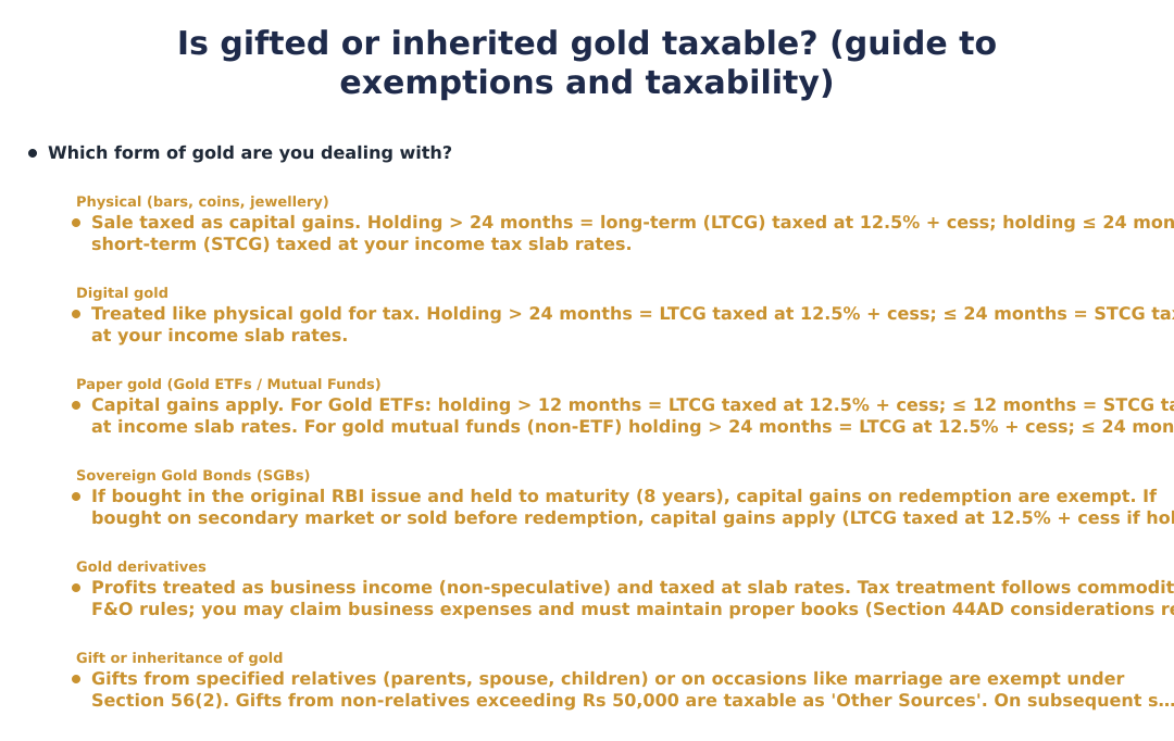 Is gifted or inherited gold taxable? (guide to exemptions and taxability)