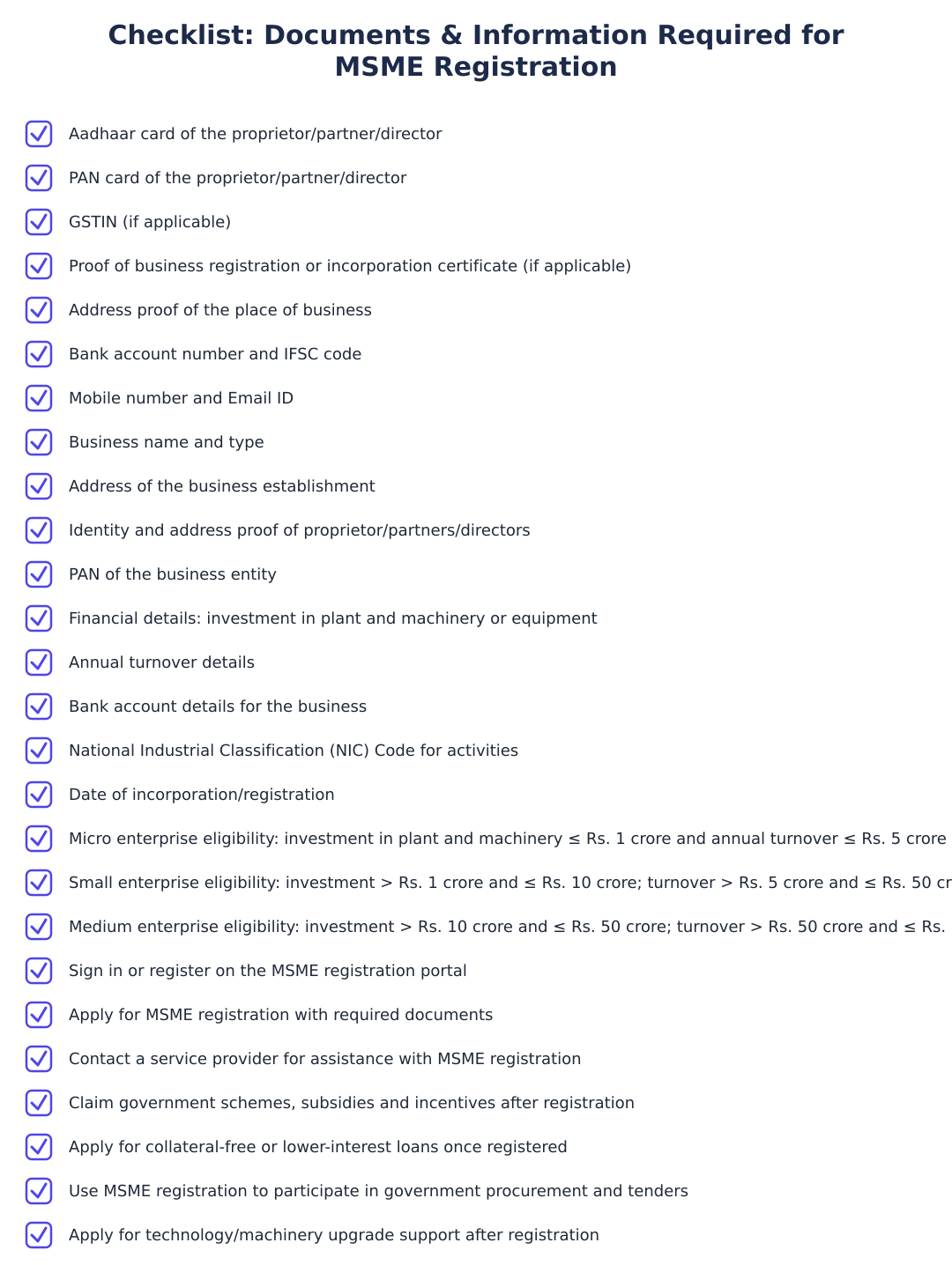 Checklist: Documents & Information Required for MSME Registration