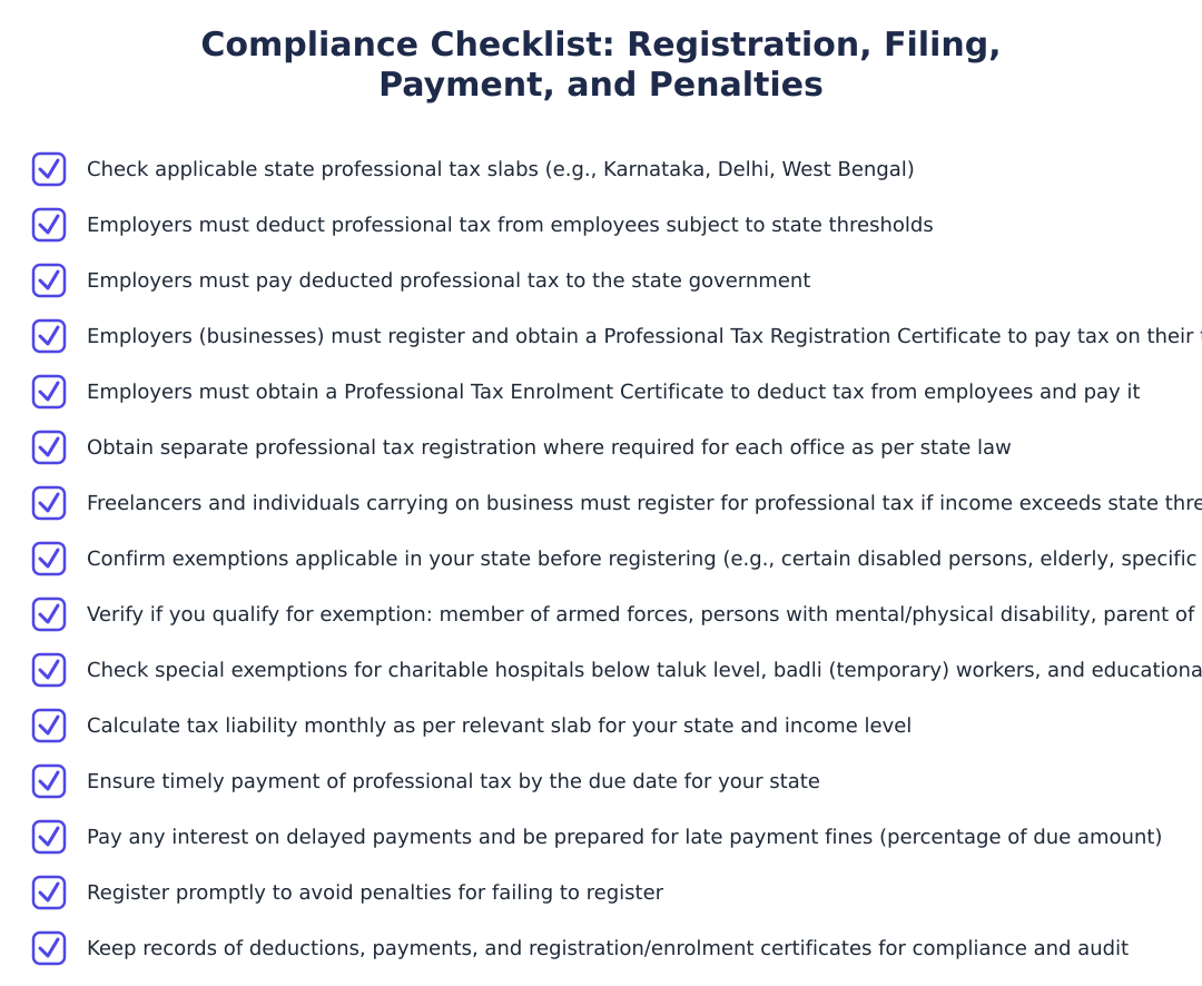 Compliance Checklist: Registration, Filing, Payment, and Penalties