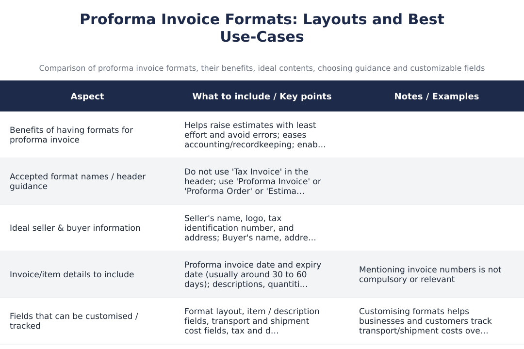Proforma Invoice Formats: Layouts and Best Use-Cases