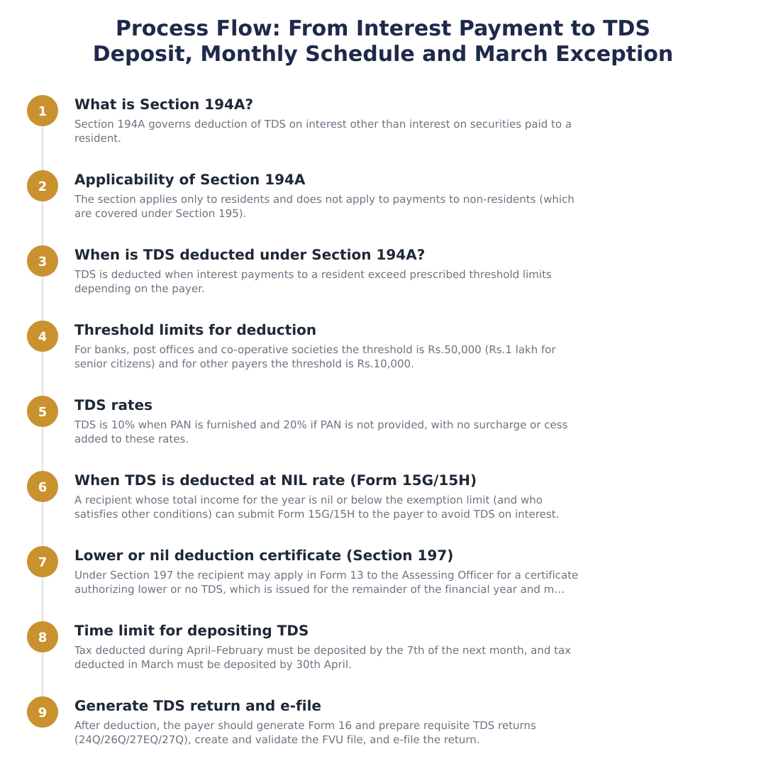 Process Flow: From Interest Payment to TDS Deposit, Monthly Schedule and March Exception