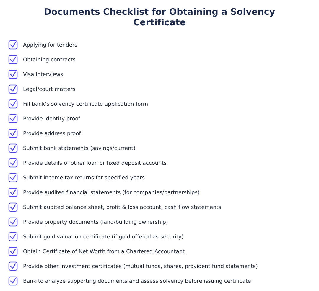 Documents Checklist for Obtaining a Solvency Certificate