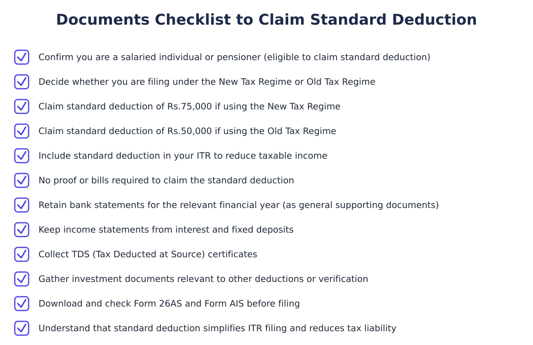 Documents Checklist to Claim Standard Deduction