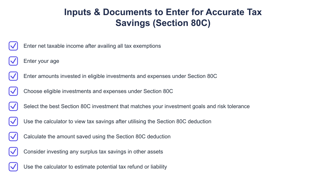 Inputs & Documents to Enter for Accurate Tax Savings (Section 80C)